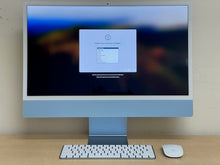 Load image into Gallery viewer, iMac (24-inch, M1, 2021) ReMac 3.2GHz 8C M1 8GB 1TB SSD 8-core GPU Blue 1/24/2025

